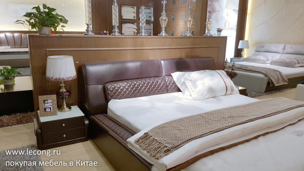 спальня кожаная кровать купить Китай