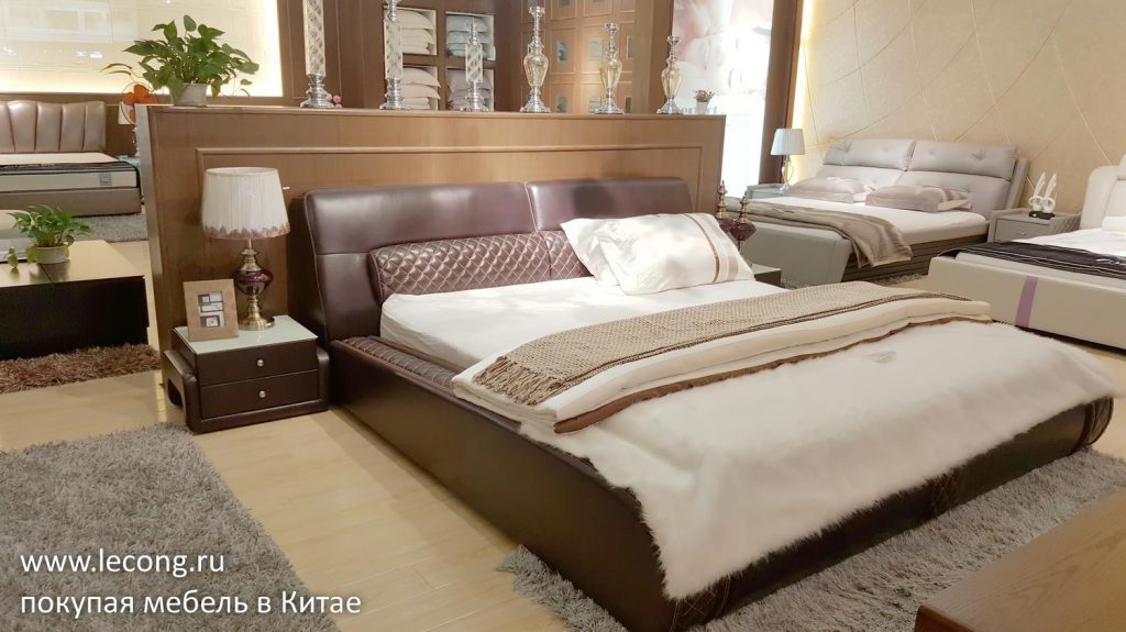 спальня кожаная кровать купить Китай