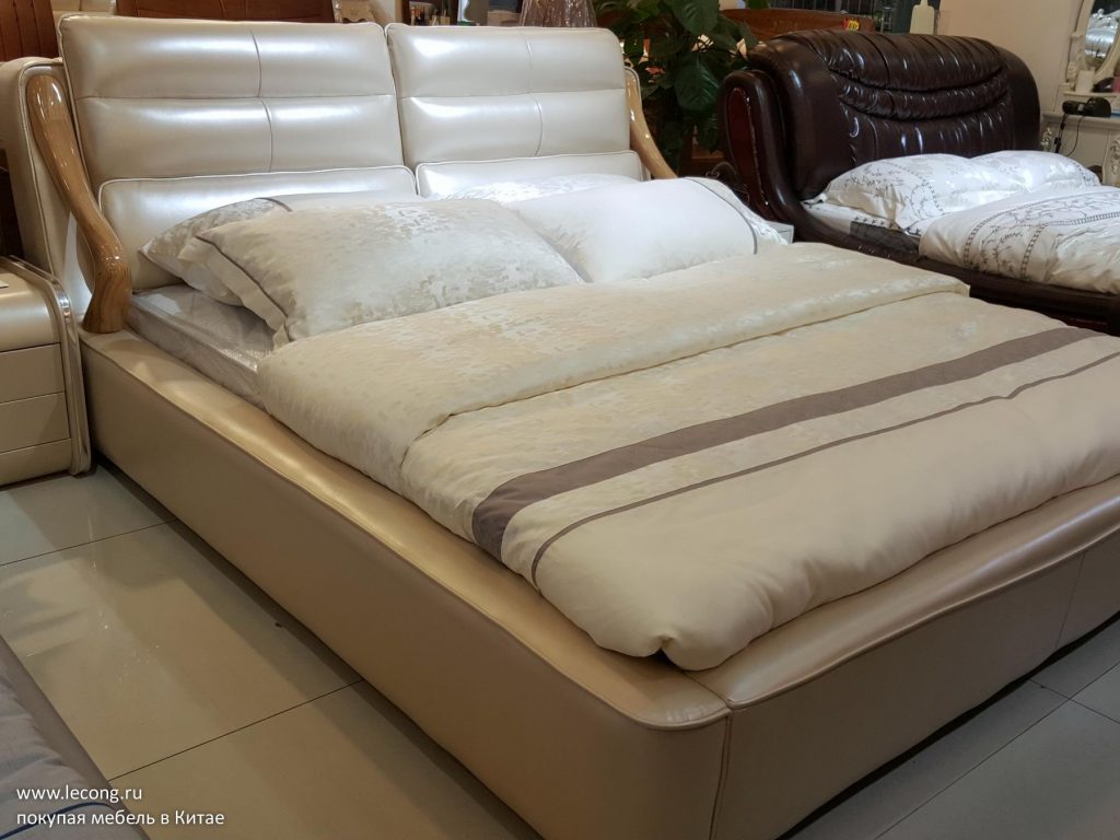 Кожаная кровать рынок мебели Китай