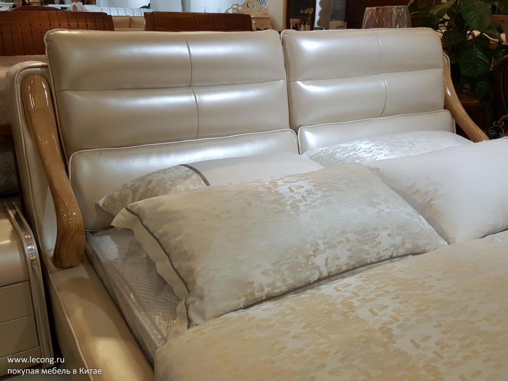 Кожаная кровать рынок мебели Китай