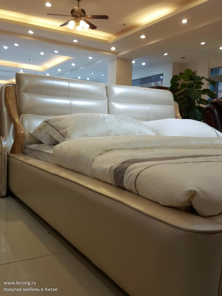 Кожаная кровать рынок мебели Китай