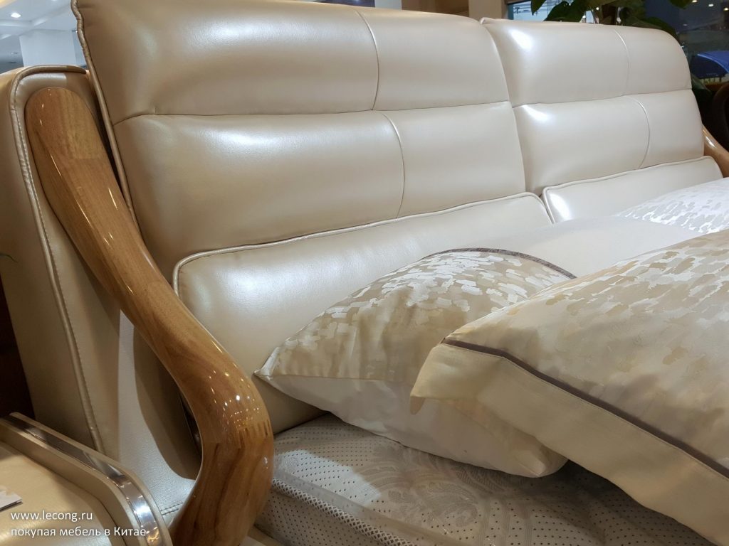 Кожаная кровать рынок мебели Китай
