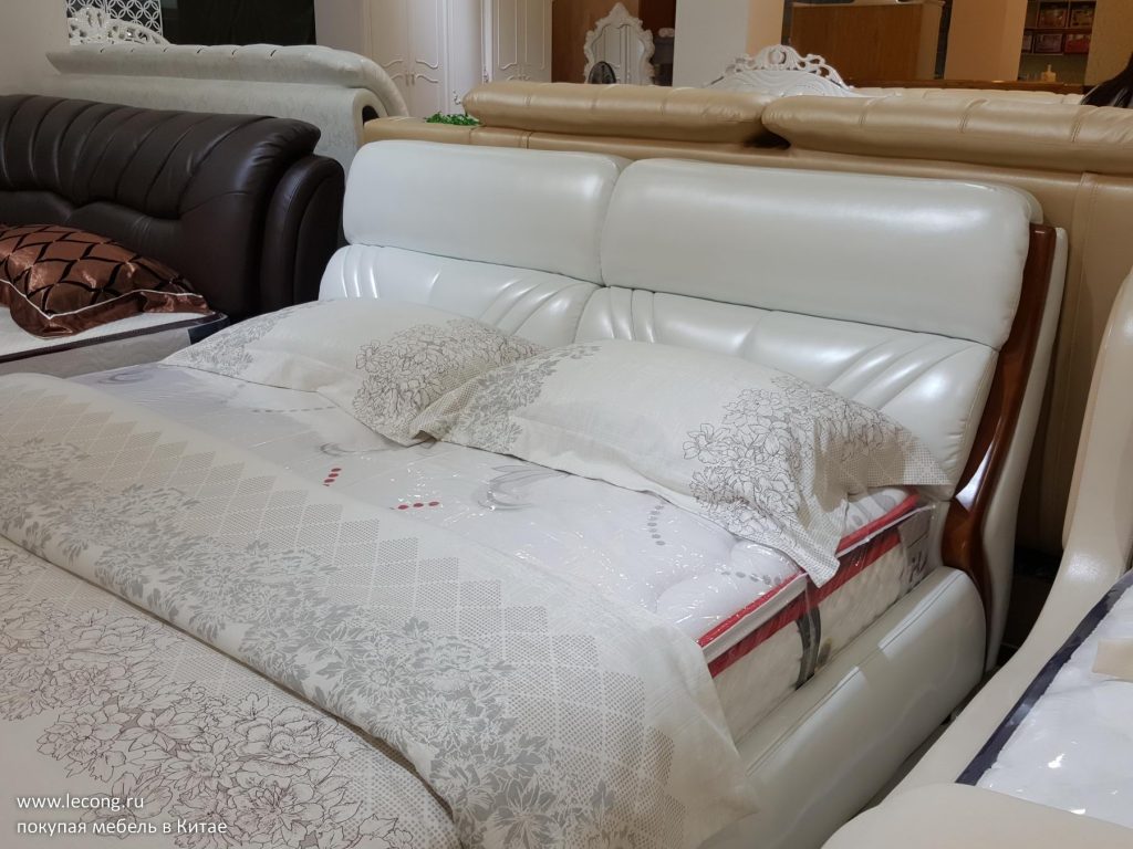 Кожаная кровать рынок мебели Китай