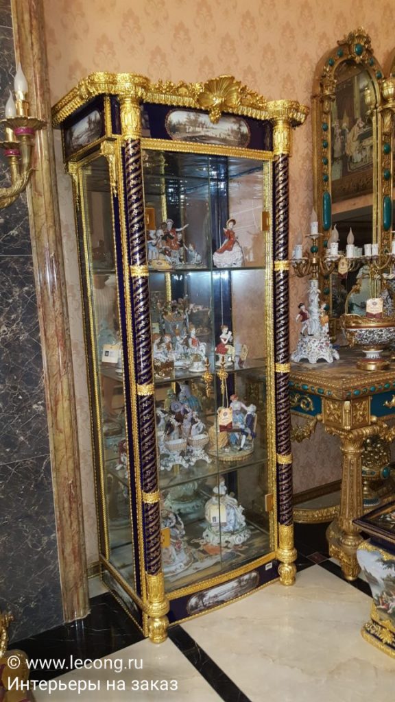 мебель барокко керамика бронза шкаф стекло домашний декор 